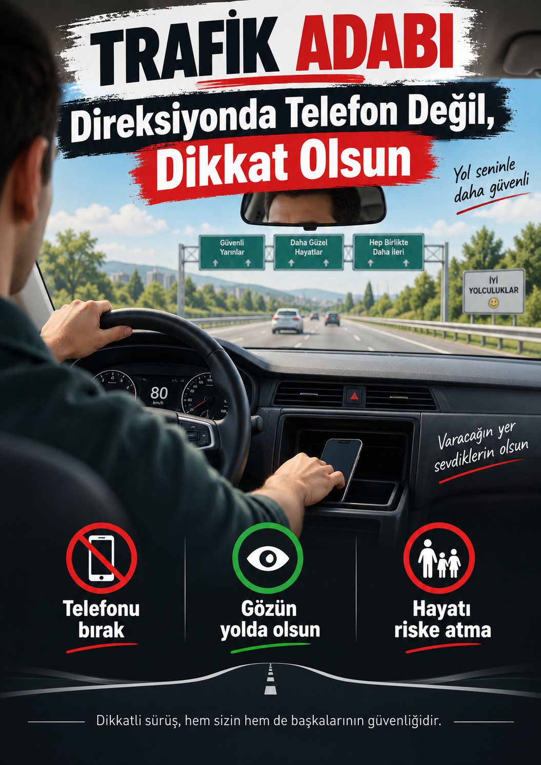 Trafik Adabı - Direksiyonda telefon değil dikkat