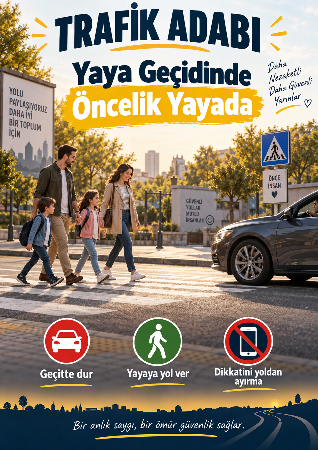 Trafik Adabı - Yaya geçidinde öncelik yayada