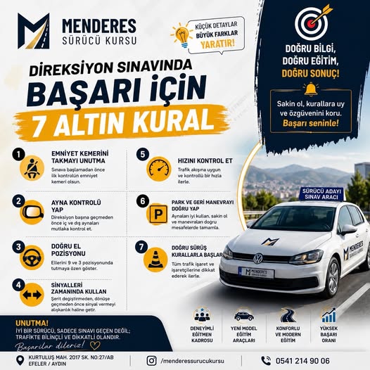 Menderes Sürücü Kursu eğitim kartı
